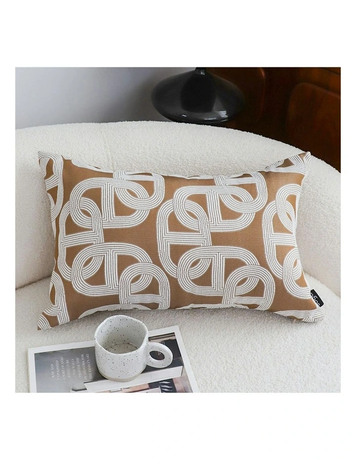 Artistic Geometric Pattern Throw Pillow 35cm in Camel Brown image 2