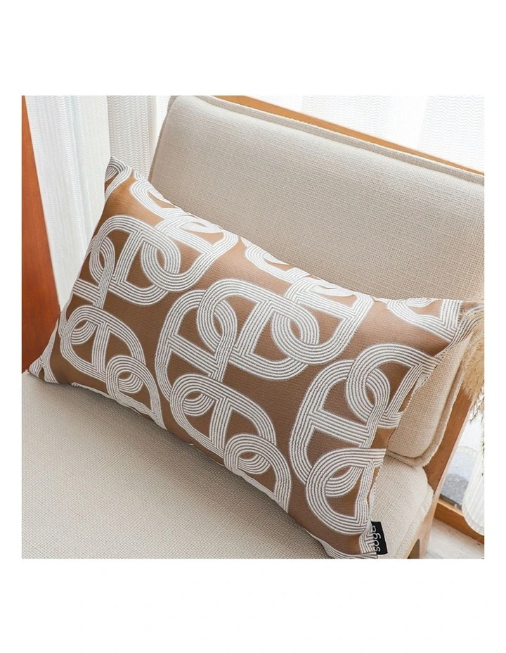 Artistic Geometric Pattern Throw Pillow 35cm in Camel Brown image 3