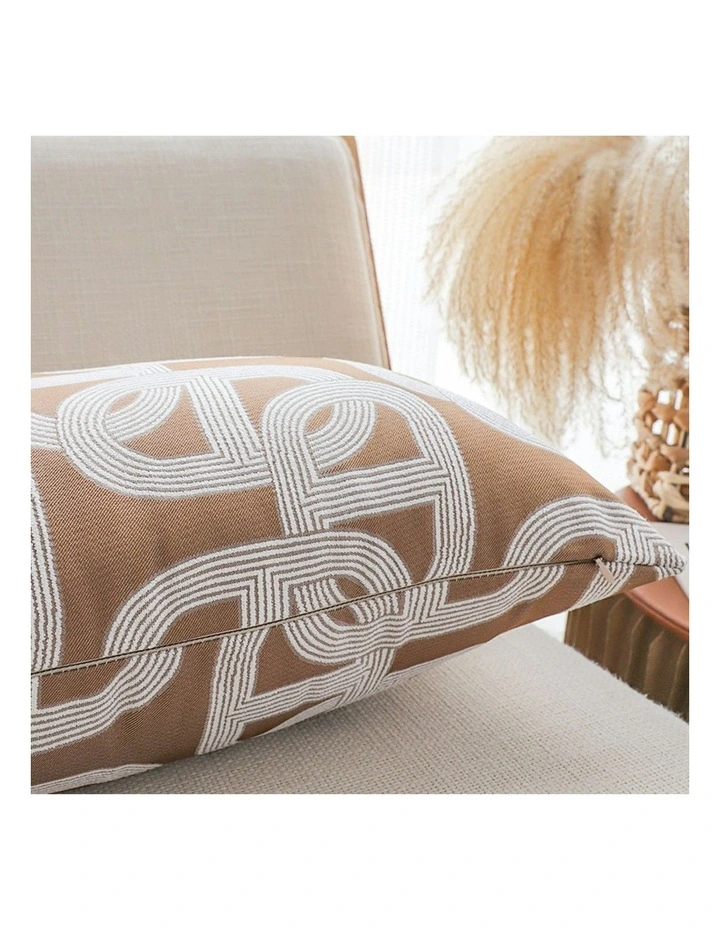 Artistic Geometric Pattern Throw Pillow 35cm in Camel Brown image 5
