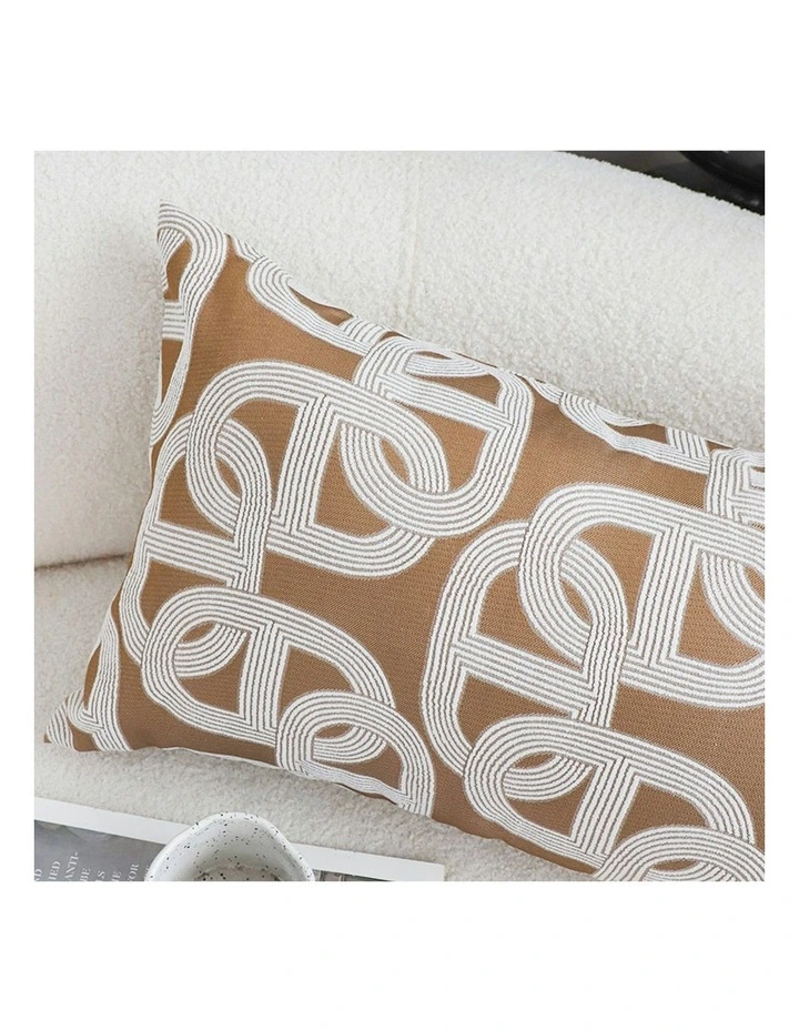 Artistic Geometric Pattern Throw Pillow 35cm in Camel Brown image 6