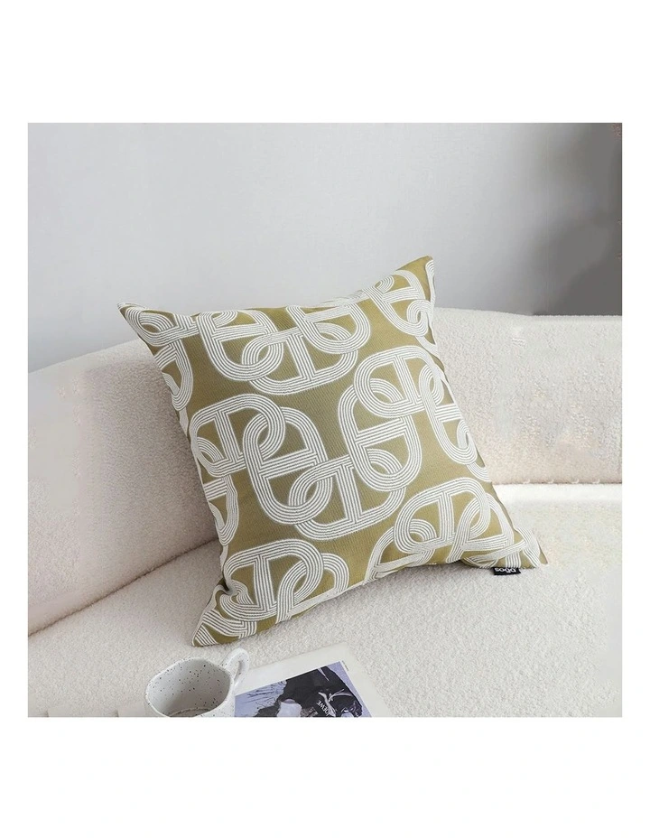 Artistic Geometric Pattern Throw Pillow 50cm in Olive Green image 4