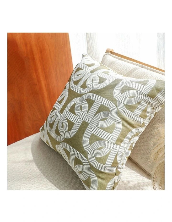 Artistic Geometric Pattern Throw Pillow 50cm in Olive Green image 5