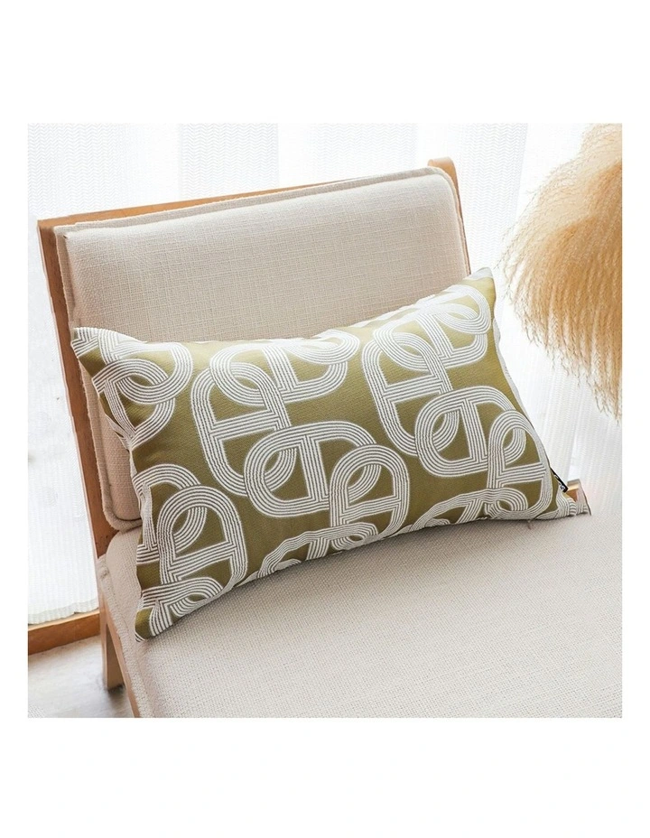 Artistic Geometric Pattern Throw Pillow 35cm in Olive Green image 3