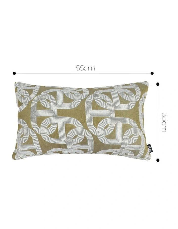 Artistic Geometric Pattern Throw Pillow 35cm in Olive Green image 4