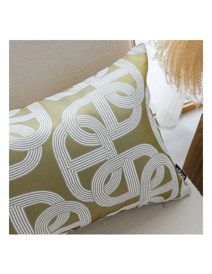 Artistic Geometric Pattern Throw Pillow 35cm in Olive Green image 5