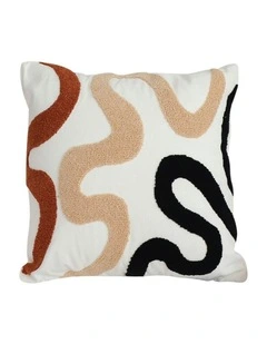 Geometric Squiggly Pattern Throw Pillow 45cm in Cream