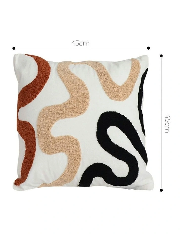 Geometric Squiggly Pattern Throw Pillow 45cm in Cream image 5