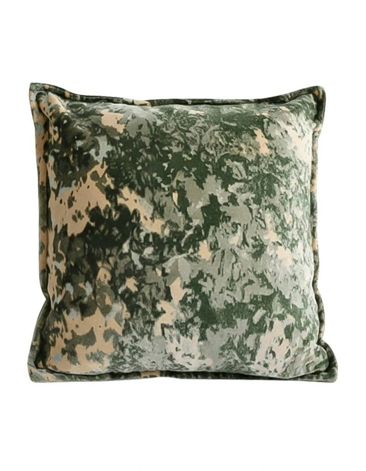 Crushed Velvet Decorative Throw Pillow 50cm in Green image 1