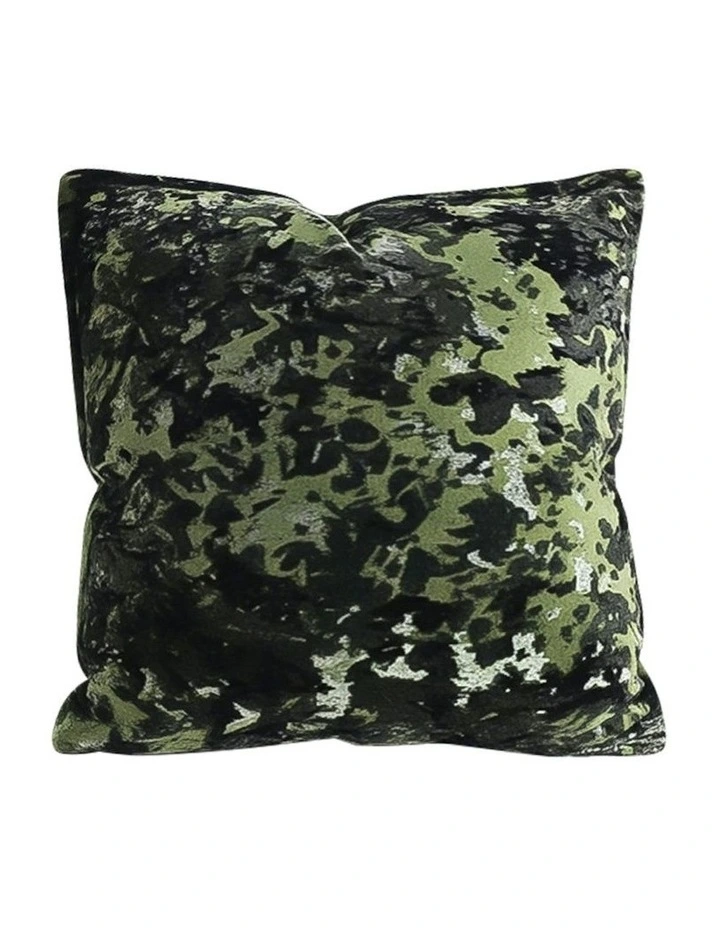 Crushed Velvet Decorative Throw Pillow 50cm in Forest Green image 1
