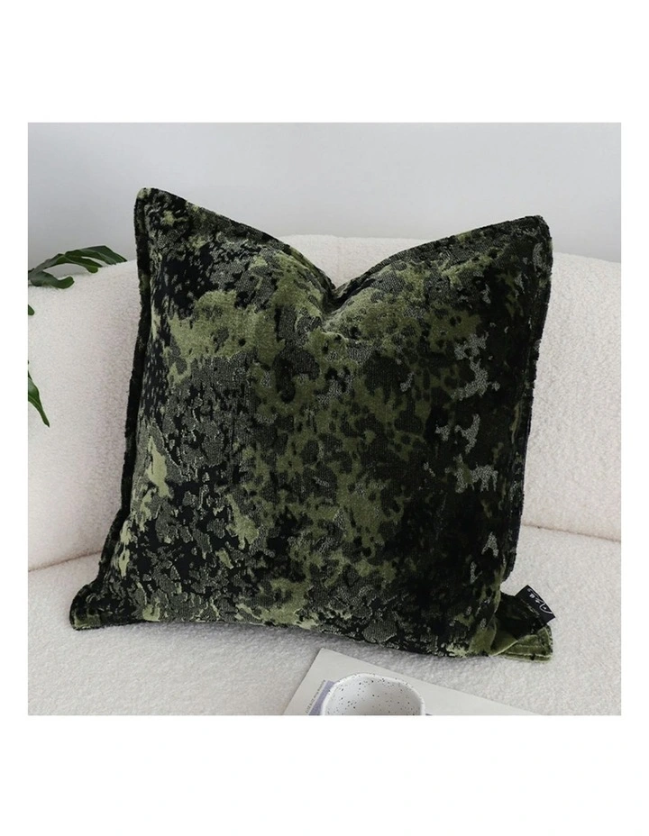 Crushed Velvet Decorative Throw Pillow 50cm in Forest Green image 2