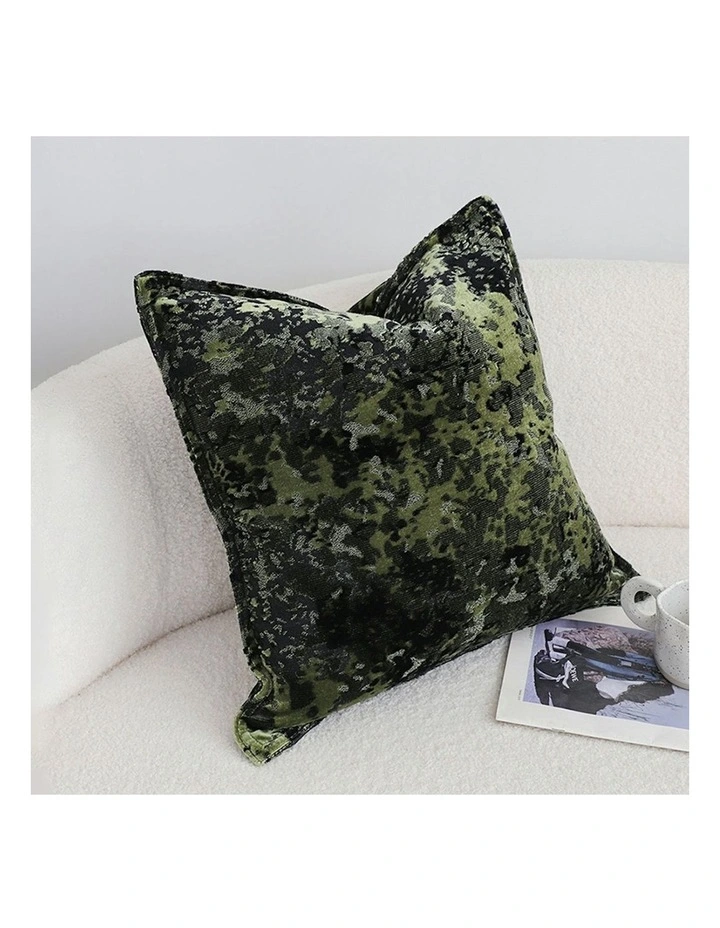Crushed Velvet Decorative Throw Pillow 50cm in Forest Green image 3