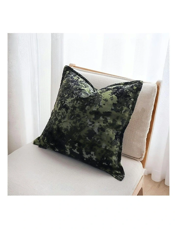 Crushed Velvet Decorative Throw Pillow 50cm in Forest Green image 4