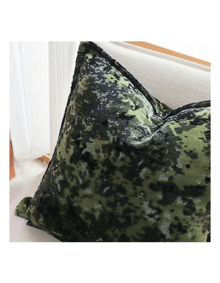 Crushed Velvet Decorative Throw Pillow 50cm in Forest Green image 6
