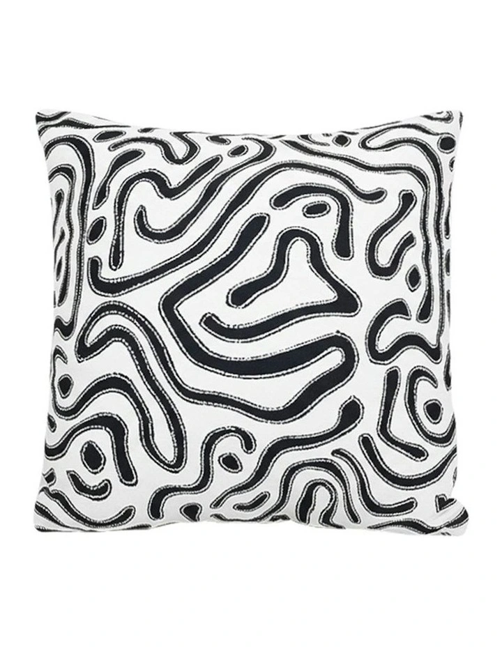 Abstract Swirl Pattern Decorative Throw Pillow 50cm in Black/White image 1