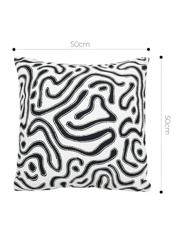 Abstract Swirl Pattern Decorative Throw Pillow 50cm in Black/White image 5