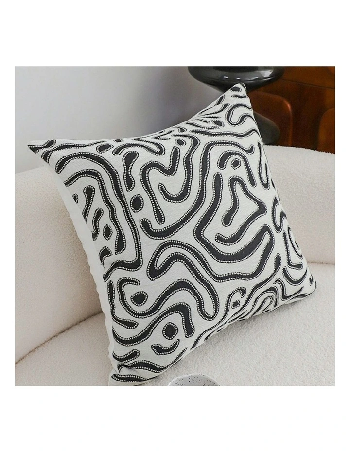 Abstract Swirl Pattern Decorative Throw Pillow 50cm in Black/White image 6