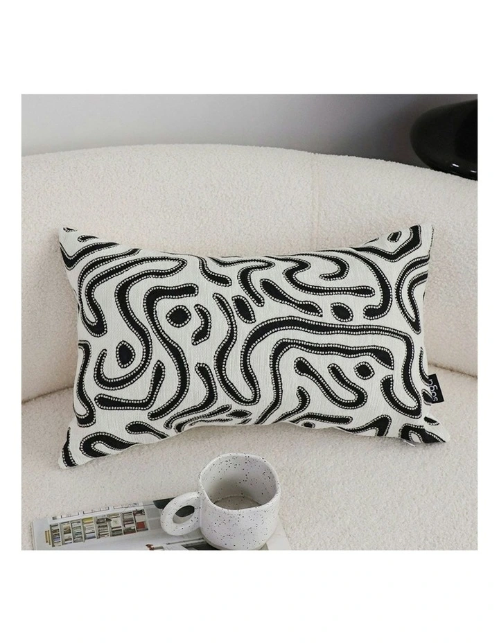Abstract Swirl Pattern Decorative Throw Pillow 30cm in Black/White image 2