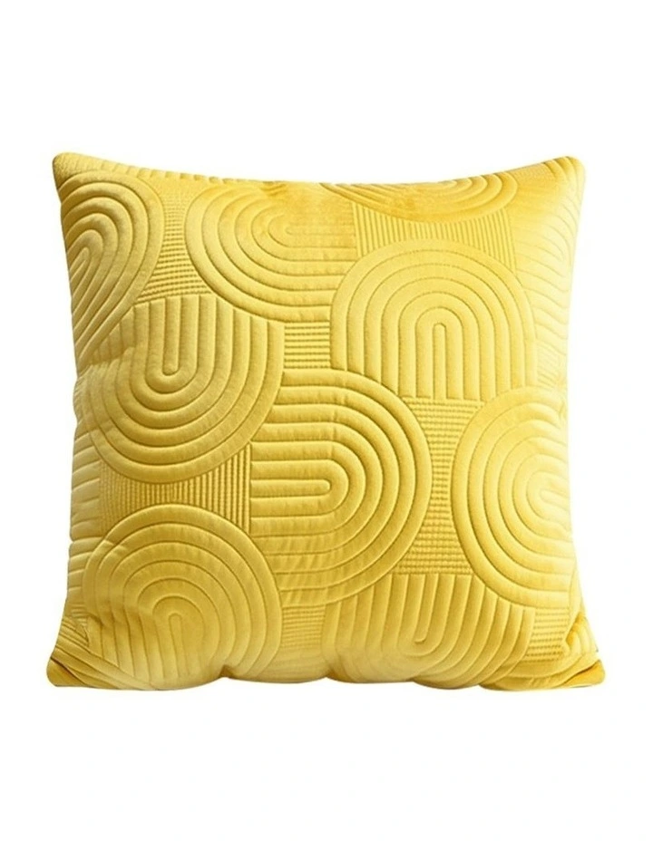 Textured Geometric Pattern Decorative Throw Pillow 50cm in Yellow image 1