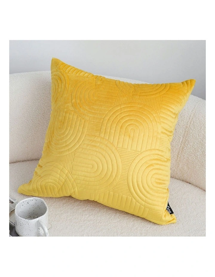 Textured Geometric Pattern Decorative Throw Pillow 50cm in Yellow image 3