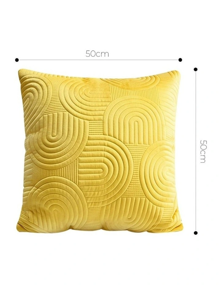 Textured Geometric Pattern Decorative Throw Pillow 50cm in Yellow image 5