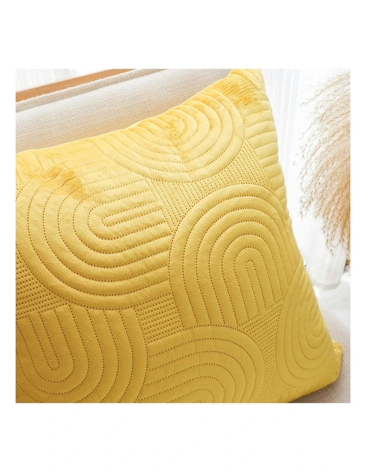Textured Geometric Pattern Decorative Throw Pillow 50cm in Yellow image 6