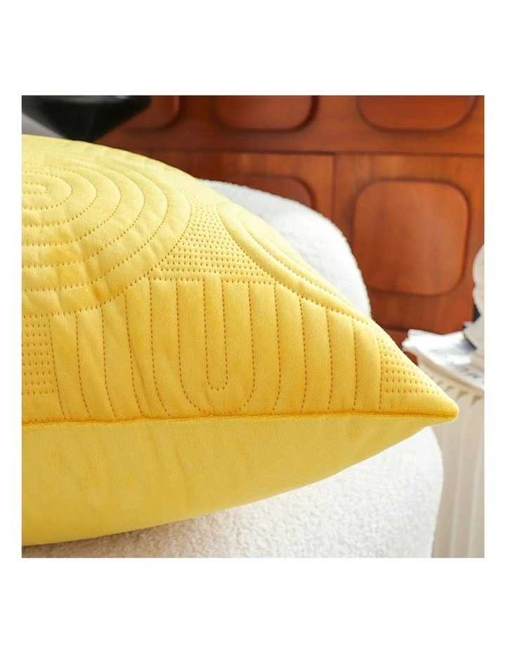 Textured Geometric Pattern Decorative Throw Pillow 50cm in Yellow image 7