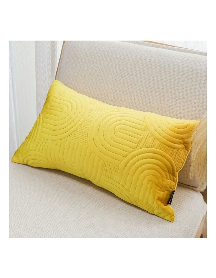 Textured Geometric Pattern Decorative Throw Pillow 30cm in Yellow image 3
