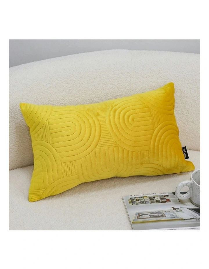 Textured Geometric Pattern Decorative Throw Pillow 30cm in Yellow image 4