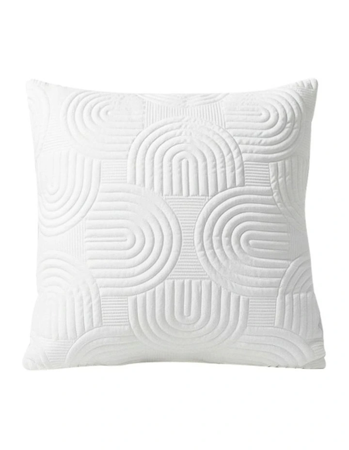 Textured Geometric Pattern Decorative Throw Pillow 50cm in White image 1