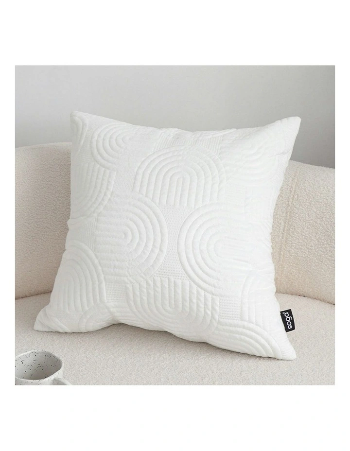 Textured Geometric Pattern Decorative Throw Pillow 50cm in White image 3