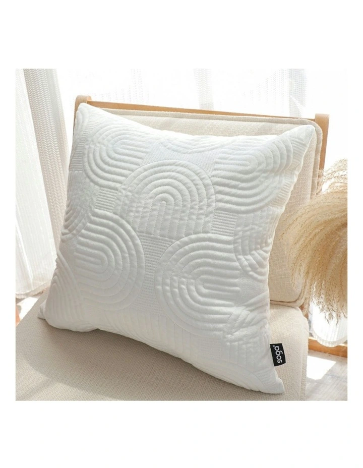 Textured Geometric Pattern Decorative Throw Pillow 50cm in White image 4