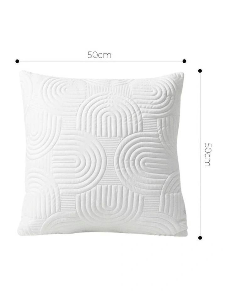 Textured Geometric Pattern Decorative Throw Pillow 50cm in White image 5