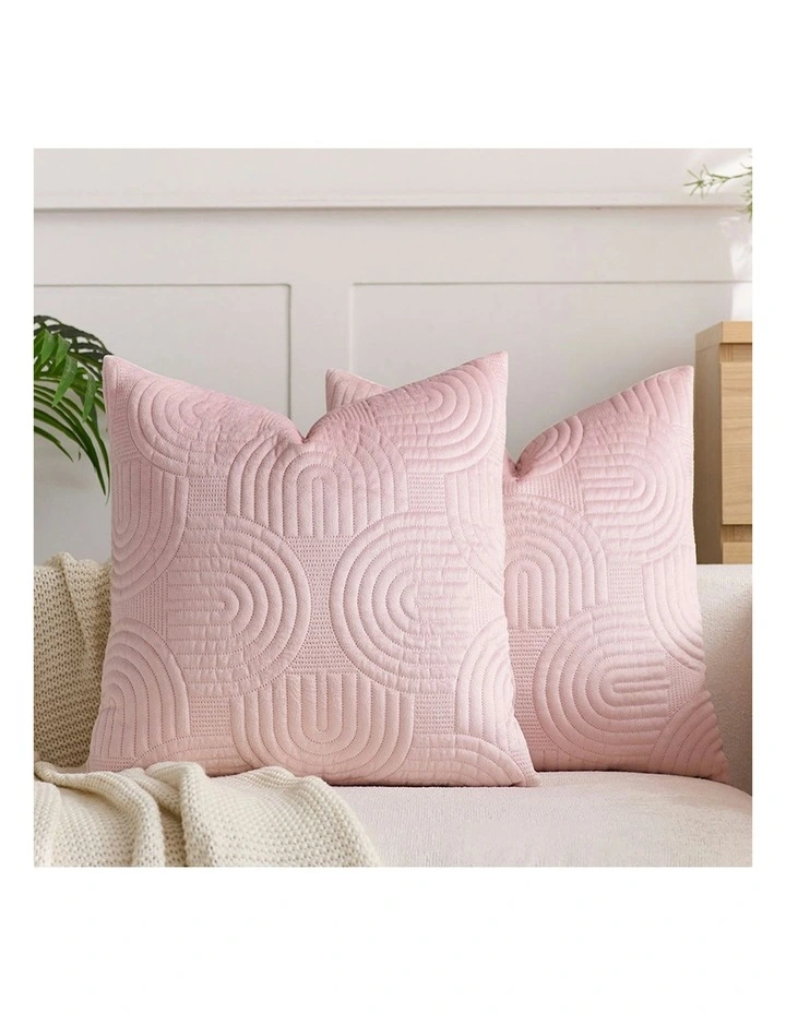 Textured Geometric Pattern Decorative Throw Pillow 50cm in Pink image 2