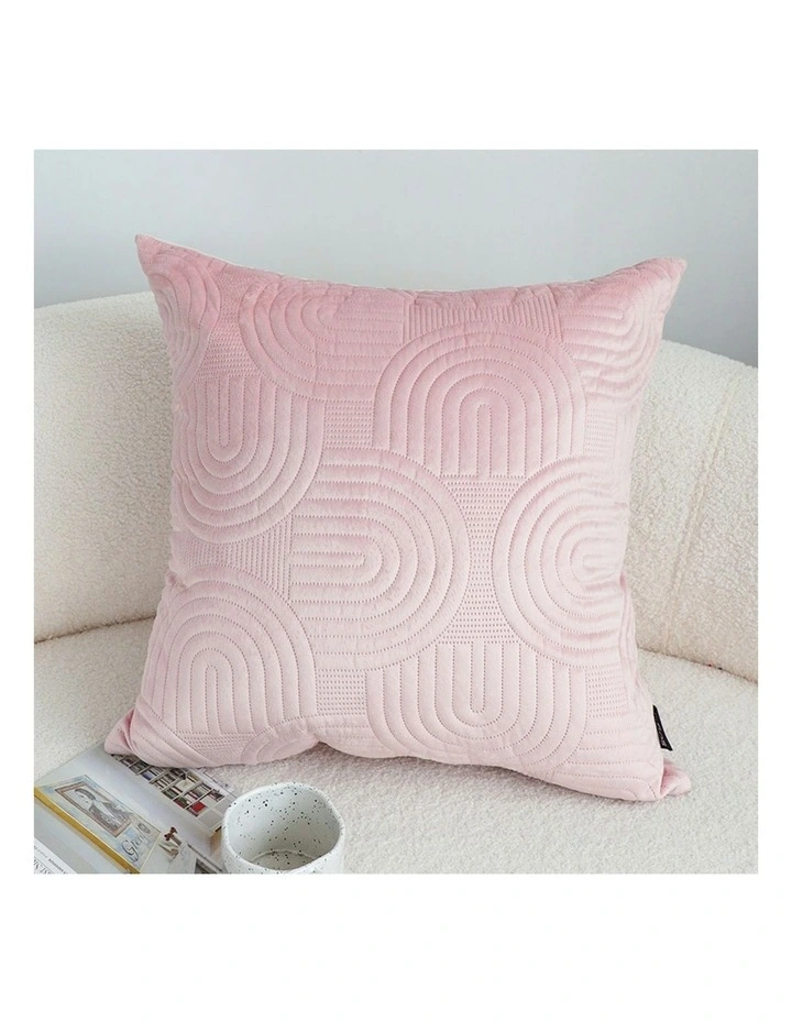 Textured Geometric Pattern Decorative Throw Pillow 50cm in Pink image 3