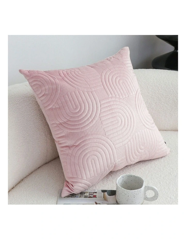 Textured Geometric Pattern Decorative Throw Pillow 50cm in Pink image 5