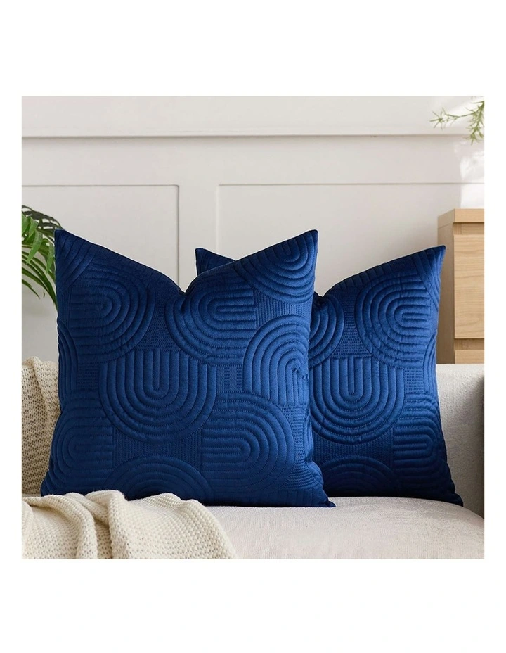 Textured Geometric Pattern Decorative Throw Pillow 50cm in Blue image 2