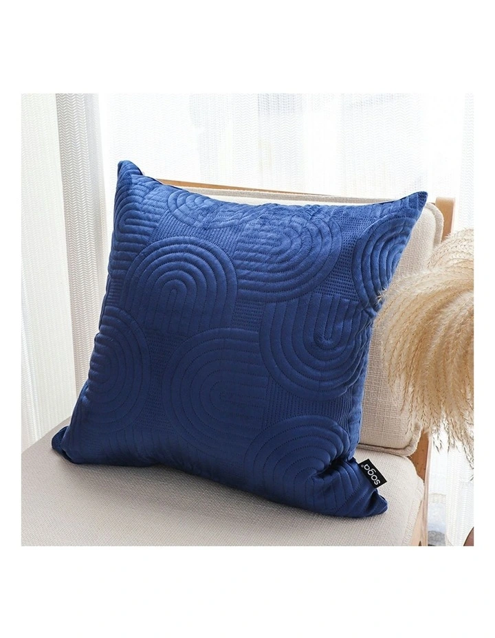 Textured Geometric Pattern Decorative Throw Pillow 50cm in Blue image 3