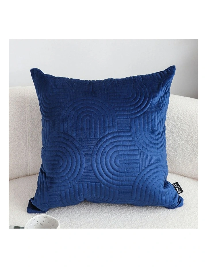 Textured Geometric Pattern Decorative Throw Pillow 50cm in Blue image 4