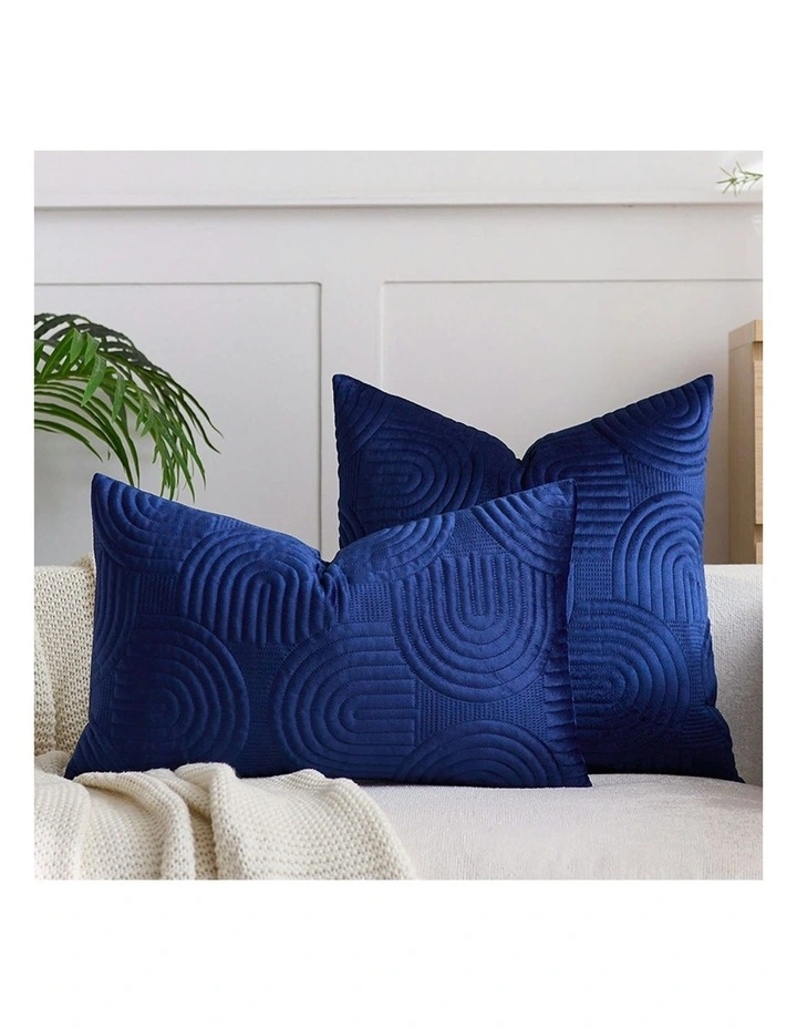 Textured Geometric Pattern Decorative Throw Pillow 30cm in Blue image 2