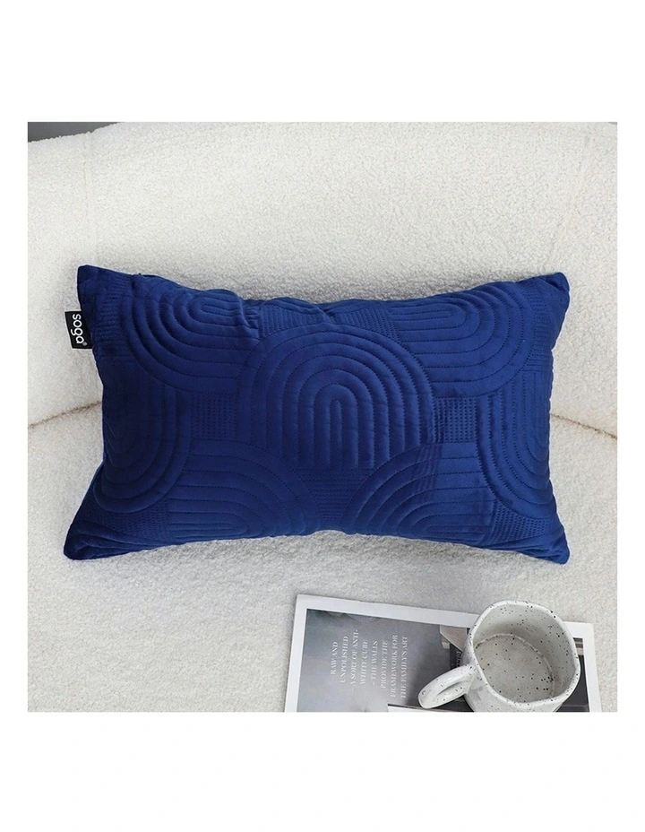 Textured Geometric Pattern Decorative Throw Pillow 30cm in Blue image 3