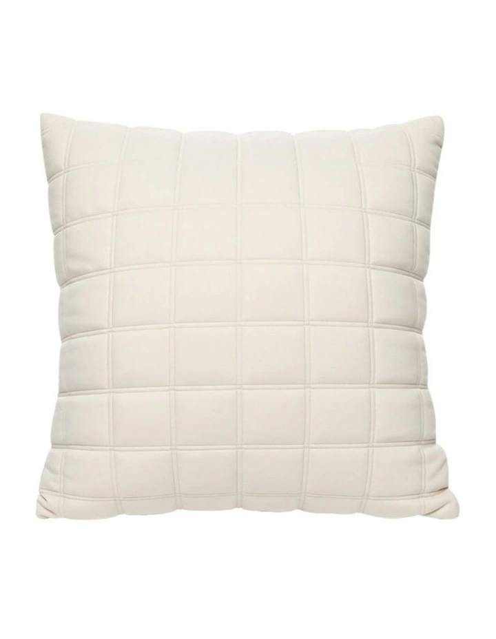Quilted Grid Pattern Decorative Throw Pillow 50cm in Beige image 1