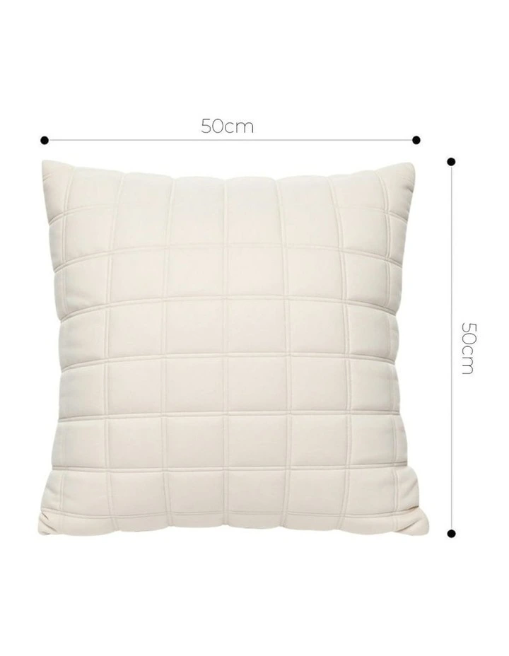 Quilted Grid Pattern Decorative Throw Pillow 50cm in Beige image 6