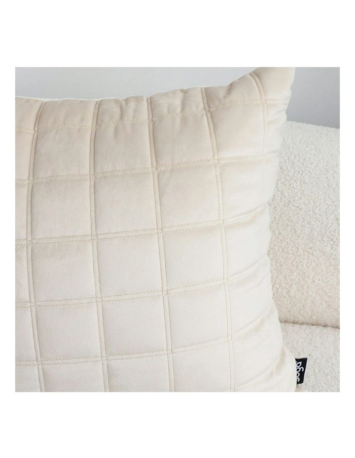 Quilted Grid Pattern Decorative Throw Pillow 50cm in Beige image 7