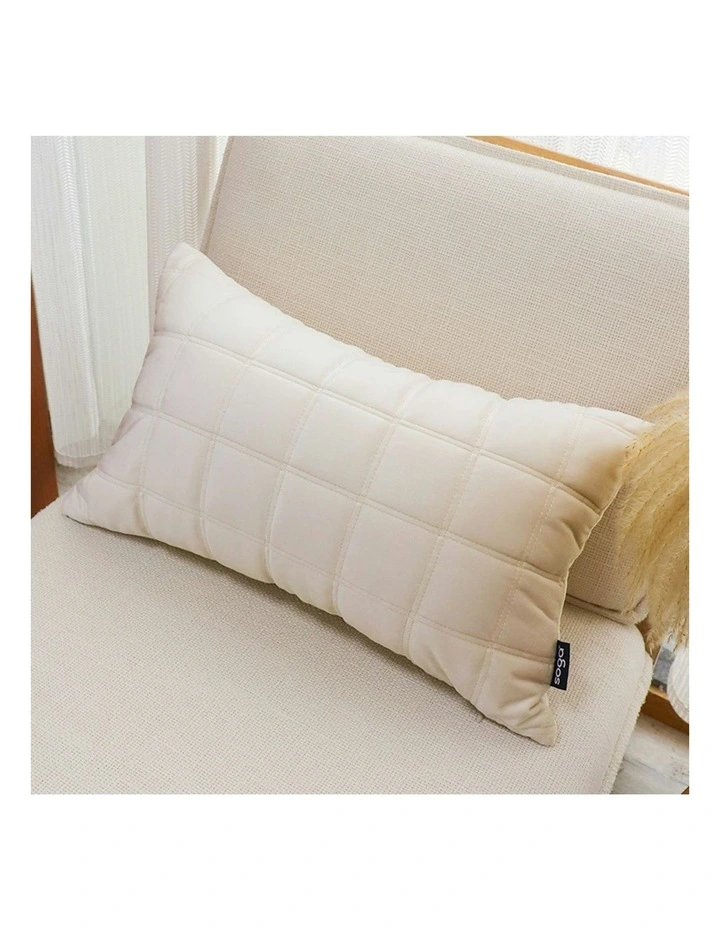 Quilted Grid Pattern Decorative Throw Pillow 30cm in Beige image 3