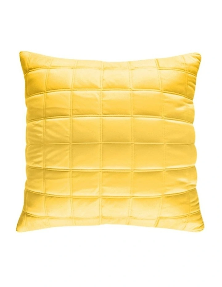 Quilted Grid Pattern Decorative Throw Pillow 50cm in Yellow image 1