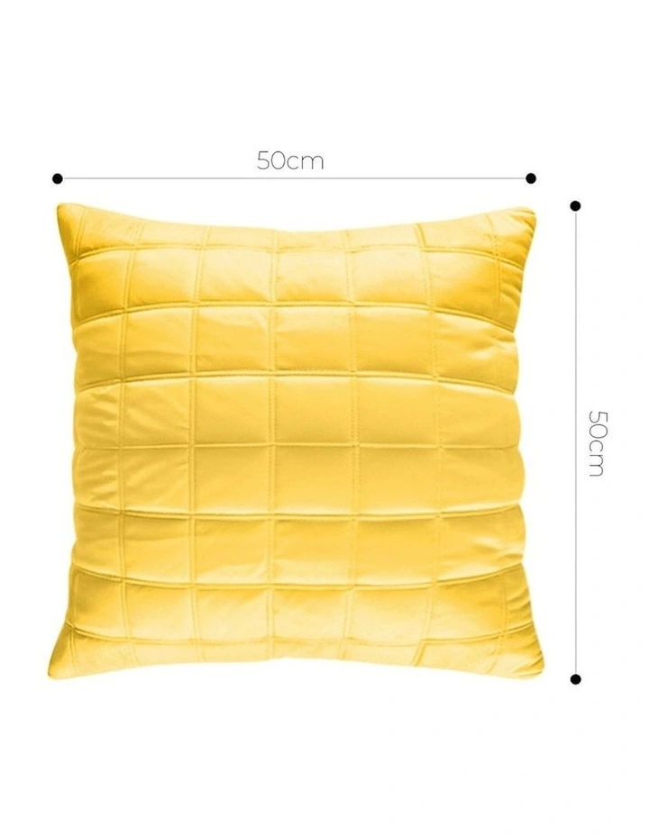 Quilted Grid Pattern Decorative Throw Pillow 50cm in Yellow image 5