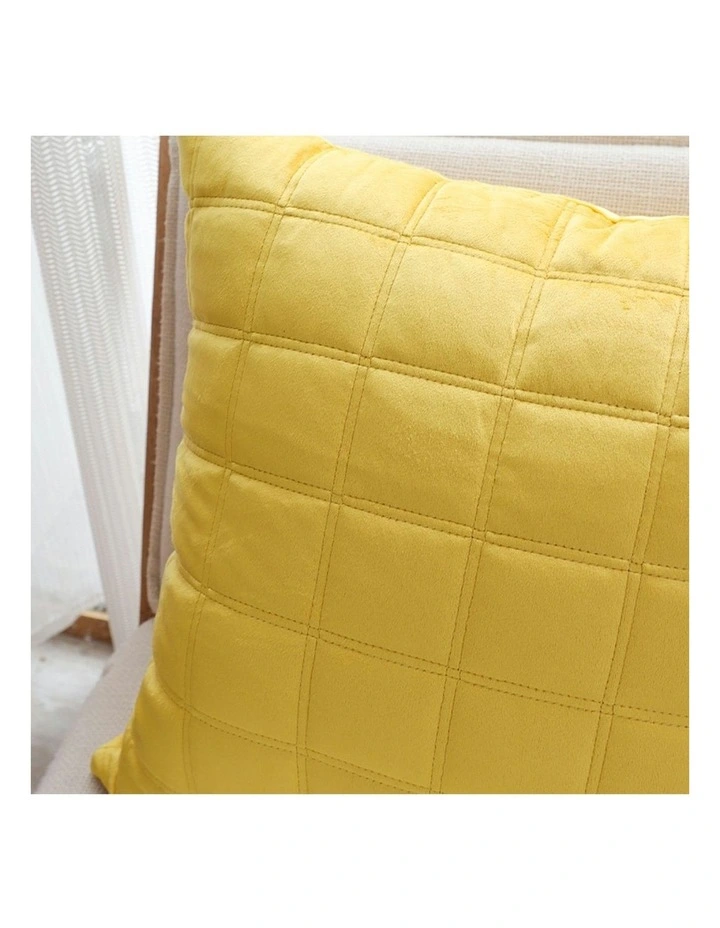 Quilted Grid Pattern Decorative Throw Pillow 50cm in Yellow image 6