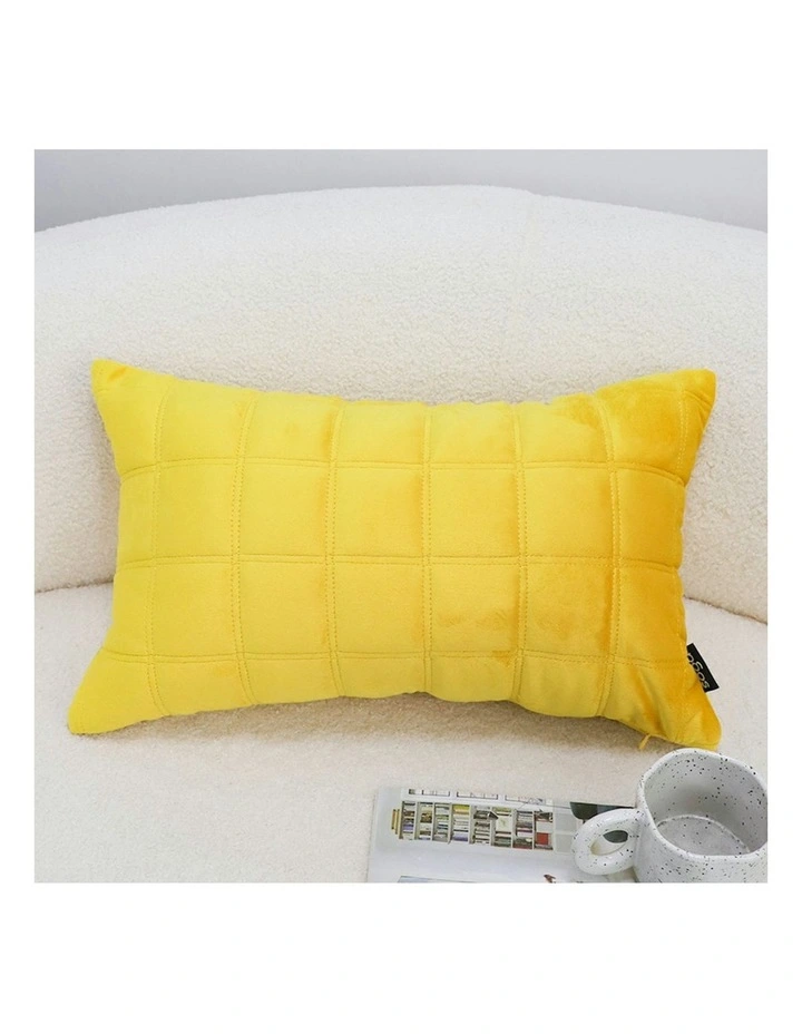 Quilted Grid Pattern Decorative Throw Pillow 30cm in Yellow image 3