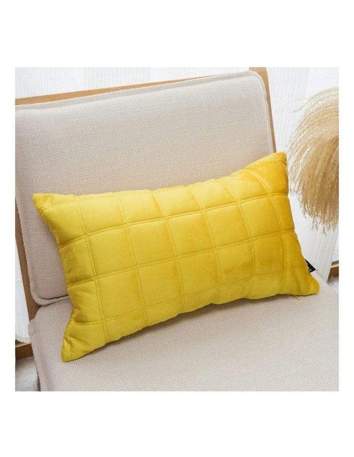 Quilted Grid Pattern Decorative Throw Pillow 30cm in Yellow image 4