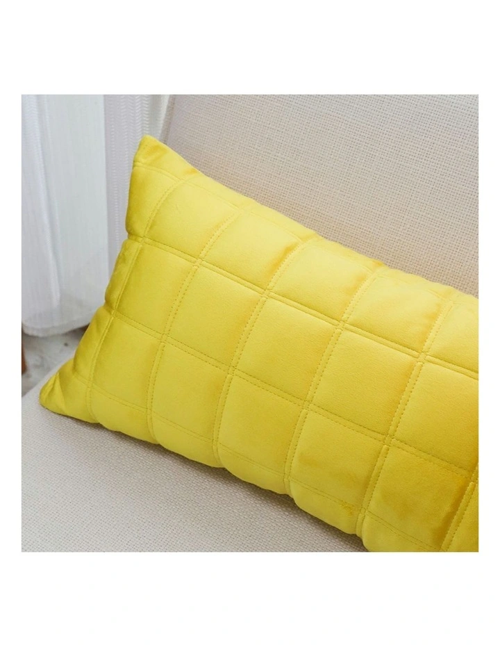 Quilted Grid Pattern Decorative Throw Pillow 30cm in Yellow image 6